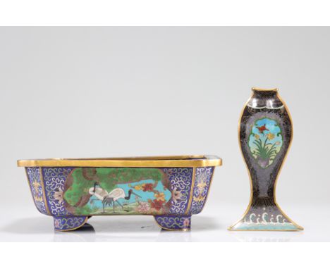 Cloisonne Asian planter and vase circa 1900 - Weight:  2.14 kg - Region: Asia - Sizes: Divers - Condition: at first sight - g