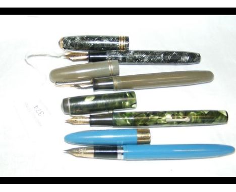 Four vintage fountain pens with 14ct gold nibs - Conway Stewart, Sheaffer and other 