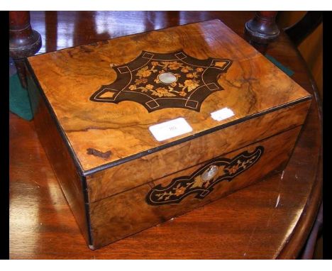 A Victorian walnut needlework box with vintage contents - width 28cm 
