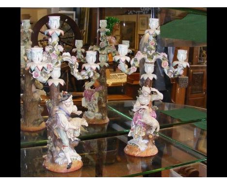 A pair of Augustus Rex ceramic candelabra with mark to base - 50cm high 