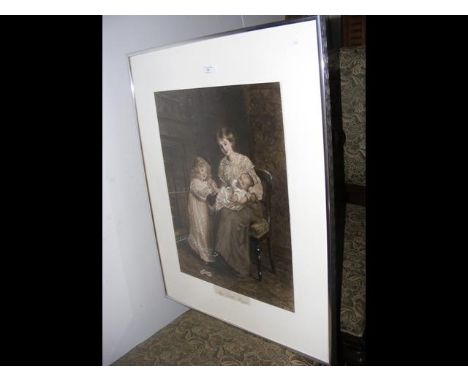 A vintage print entitled 'This Little Piggie' - framed and glazed 