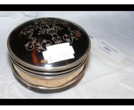 A faux tortoiseshell and silver ring box 