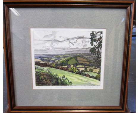 R. ST BARBE (BRITISH, CONTEMPORARY) 'View of Great Pen'; and 'Northleigh',  coloured engravings, limited editions 15/75 and 6