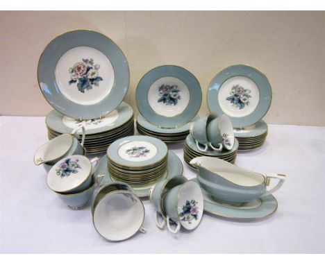 A ROYAL WORCESTER 'WOODLAND' PATTERN PART DINNER SERVICE  comprising six wide rimmed soup bowls, eleven dinner plates, a sauc