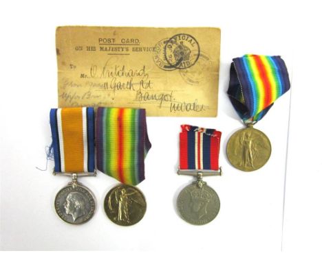 A GREAT WAR PAIR OF MEDALS TO PRIVATE O. PRITCHARD, ROYAL ARMY ORDNANCE CORPS comprising the British War Medal 1914-20 and Vi