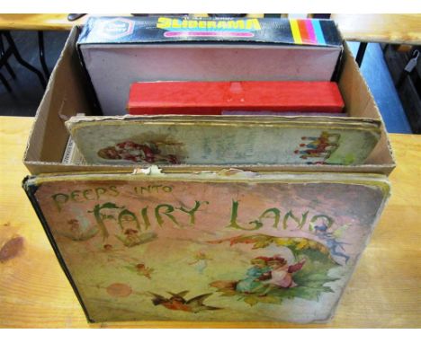 ASSORTED CHILDRENS GAMES & BOOKS including a Chad Valley 'Tom & Jerry' Sliderama, boxed; and a Victory 'Farmyard' wooden jigs