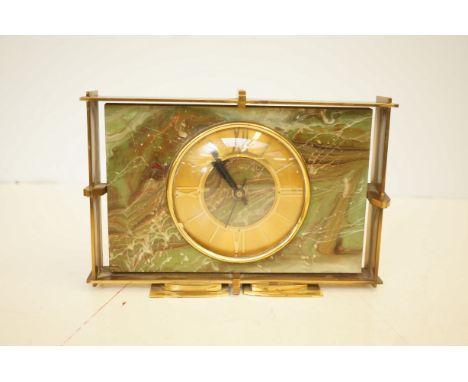 Onyx &amp; brass mantle clock with quartz movement 