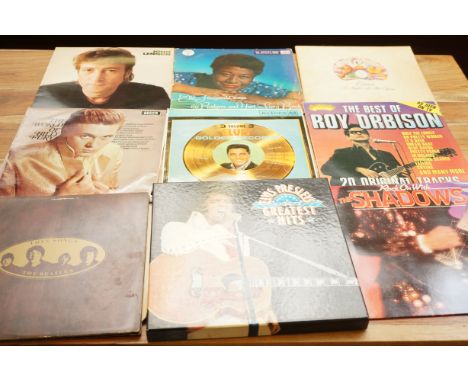 Collection of Lps The Beatles love songs, Elvis Presley Greatest hits, The shadows, Roy Orbison, Elvis golden records, The wo