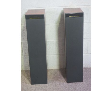 A pair of Meridian DSP5000 digital loudspeakers, in rosewood style cases, 92cm high; together with a Meridian 506 CD player, 