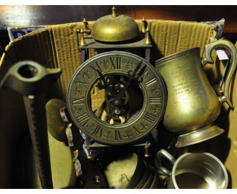 A quantity of sundry metalware including a lantern lock with assortment of metalware, (qty).