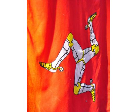 An Isle of Man state flag, together with a vintage British flag embroidered C&W, (2)