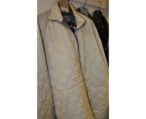 A vintage Barbour Gamefair gentleman's jacket together with a Barber Border wax jacket, and a ladies quilted Barbour jacket.
