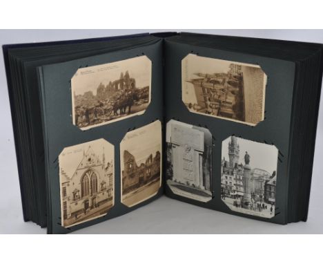 A postcard album containing approx 180 Edwardian and First World War with UK and Europe topographical