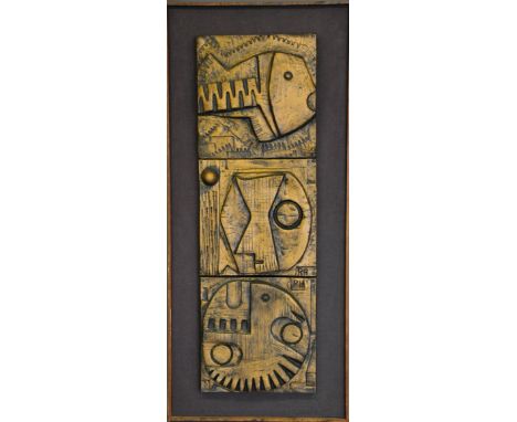 Ron Hitchins ( British b.1926) panel No.10, 3 resin bonded fibreglass panels, 91 x 30cms