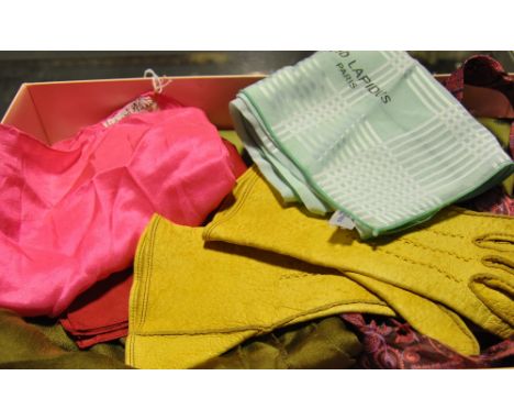 An assortment of designer gentleman's staff scarves and ties including Ted Lapidus, Christian Dior and Nicole Miller, three t
