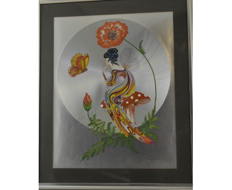 A framed Art Nouveau revival foil picture together with a framed Art Nouveau style small posted for Puccini's opera, Tosca
