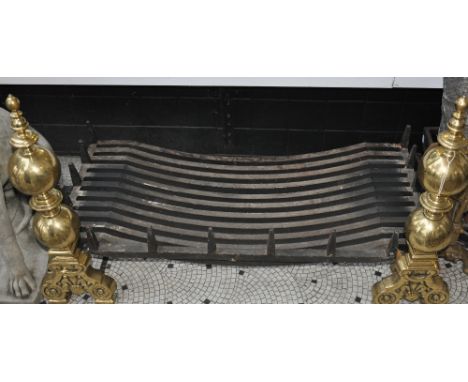 Fire surround with dogs, baskets etc.
