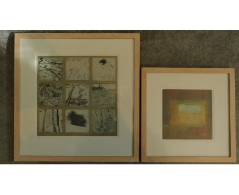 A framed and glazed woodblock print together with a framed and glazed lithograph. 54x52cm (largest) 