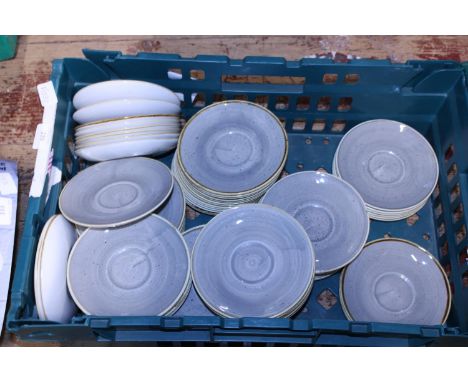 A basket of good quality restaurant standard coffee cup saucers.  Postage unavailable 