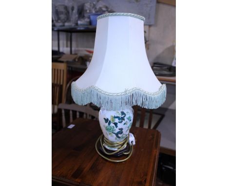 A Mason's Chartreuse lamp base and shade, shipping unavailable 