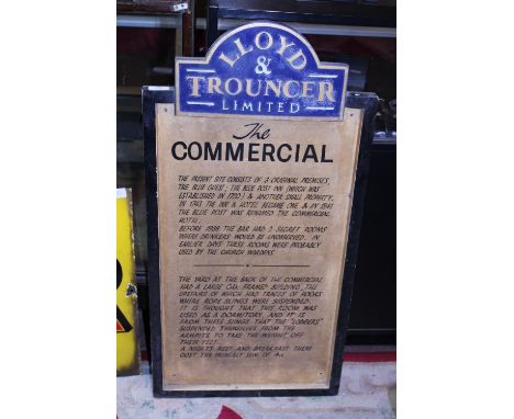 A vintage Lloyd and Trouncer ltd pub sign. Shipping unavailable 