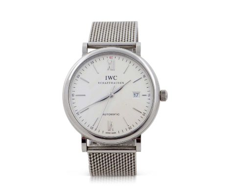 A IWC (International Watch Company) Portofino gents wristwatch, reference IW356505, box, card and booklet are all present, th