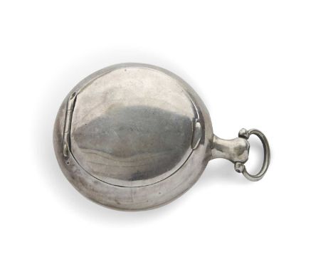 A George III silver snuff box in the form of a pocket watch case of plain circular form, the verso later engraved "Life Saver