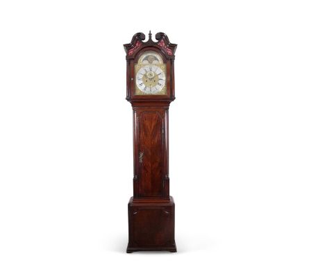 William Barker, Wigan . A George III figured mahogany eight-day longcase clock with moonphase the four-pillar rack and bell s