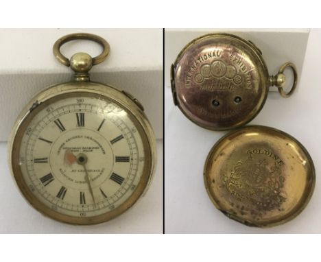 An antique Centre Second chronograph pocket watch by Dory Lester &amp; co, Kilburn London. Interior of back case inscribed Go