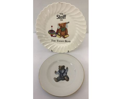 An 8" Ralph Lauren Polo Bear tea plate by Wedgwood. Together with a The Steiff Club The Teddy Bear plate by Goebel.