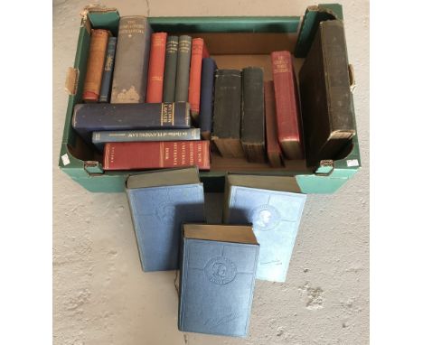 A box of assorted vintage books to include 2 volume set of Winton Churchill's The World Crisis.