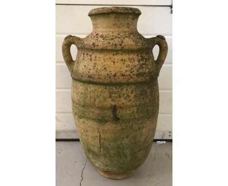A vintage terracotta 2 handled garden urn (a/f).