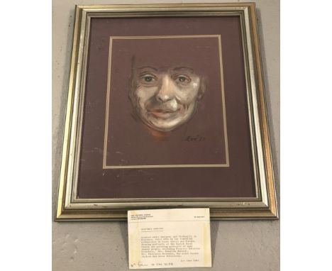 Geoffrey Rawlins framed &amp; glazed pastel portrait entitled Zoe and dated 1973. Together with an information card about the