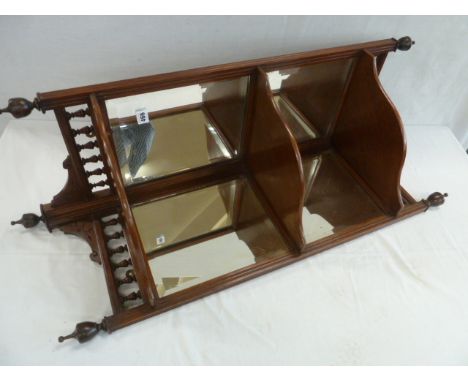 Victorian mahogany galleried mirrored corner display shelf 