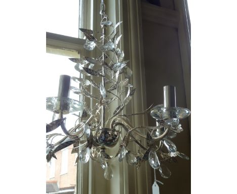 Chrome and glass 5 branch chandelier 