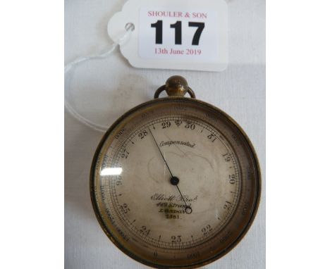 19thC pocket barometer - Elliott Bros, 339 Strand, London 