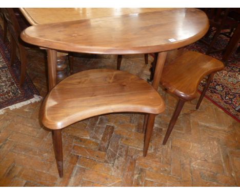 Danish style hardwood kidney shaped lamp tables and curved side table (3) 