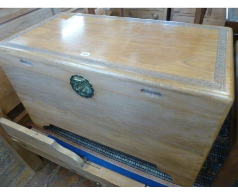 Mid 20thC Chinese camphor wood trunk or blanket chest 