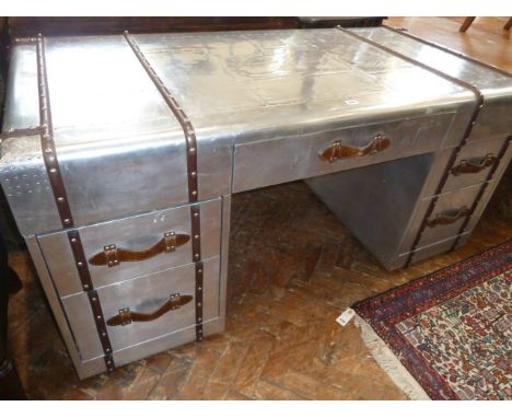 Aluminium aviation cabin trunk style pedestal desk 