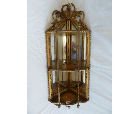 Regency gilt mirrored corner display shelf 