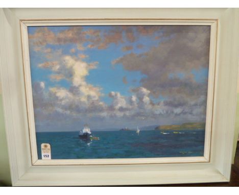 Oil on canvas seascape - indistinctly signed - possibly Douglas Hill