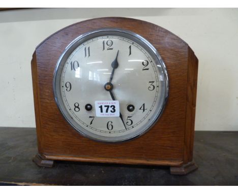 Garrard Deco oak cased mantel clock