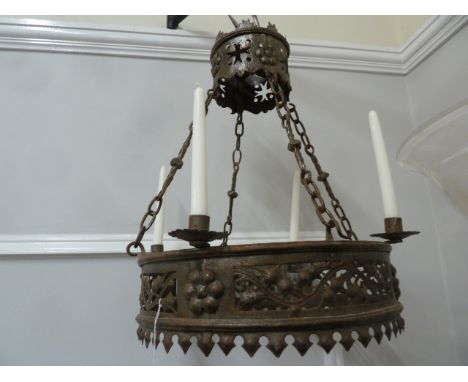 Decorative Gothic style hanging chandelier with 4 candle holders 