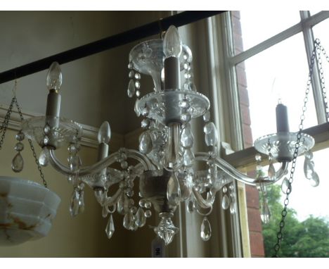 Early 20thC cut glass 5 branch chandelier 