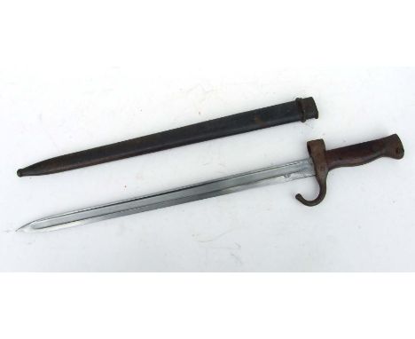 A clean example of the French Model 1892 Bayonet in its steel scabbard. Blade length 40cms (15.625ins)