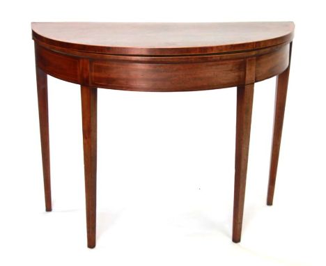 A 19th century demi-lune card table.96.5cm wide