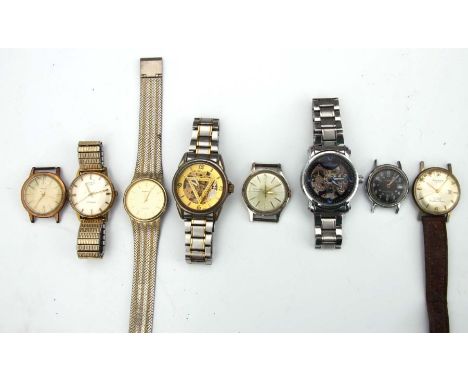 A vintage Rotary gentleman's gold plated wristwatch; together with seven gentleman's wristwatches (8).