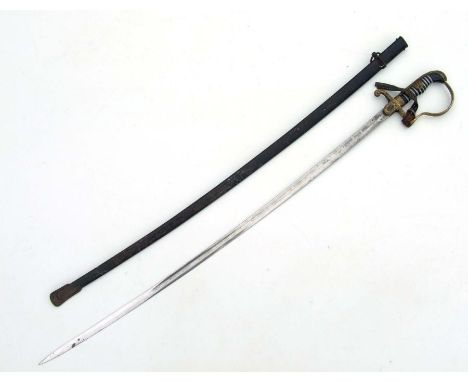 A WW2 Nazi German Third Reich Army Officers dove head sword in its steel scabbard by Carl Eickhorn. Blade length 83cms (32.62