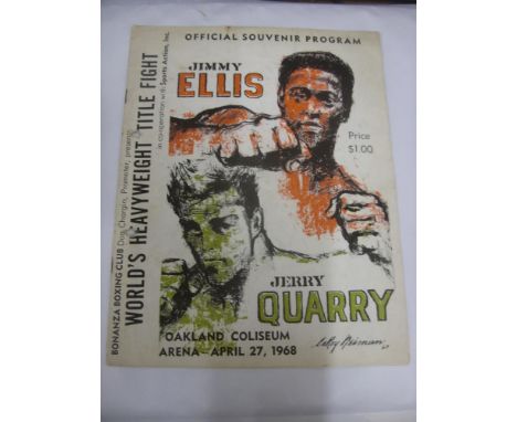 Boxing, Jimmy Ellis v Jerry Quarry, a very rare programme from the Heavyweight Title Fight, held at Oakland Coliseum on 27/04