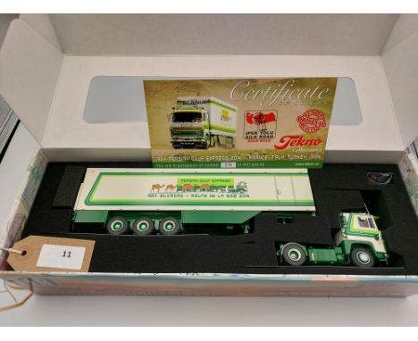 Manufacturer  - Tekno | Description - Scania 141 & Box Trailer - Daniel Morin Persian Gulf Express | Stock Code - 81660 | Not